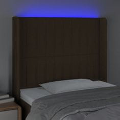 Vidaxl Čelo postele s LED tmavohendé 93x16x118/128 cm látka