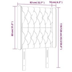 Vidaxl Čelo postele s LED bledosivé 83x16x118/128 cm látka