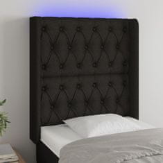 Vidaxl Čelo postele s LED čierne 83x16x118/128 cm látka