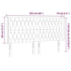 Vidaxl Čelo postele s LED tmavosivé 203x16x118/128 cm zamat