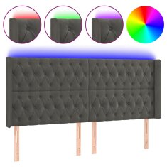 Vidaxl Čelo postele s LED tmavosivé 203x16x118/128 cm zamat