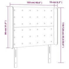 Vidaxl Čelo postele s LED tmavomodré 103x16x118/128 cm zamat