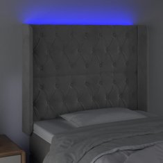 Vidaxl Čelo postele s LED bledosivé 103x16x118/128 cm zamat