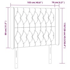 Vidaxl Čelo postele s LED bledosivé 103x16x118/128 cm zamat