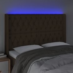 Vidaxl Čelo postele s LED tmavohendé 147x16x118/128 cm látka