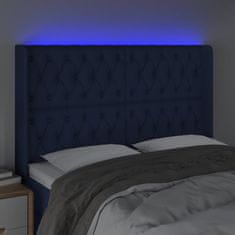 Vidaxl Čelo postele s LED modré 147x16x118/128 cm látka