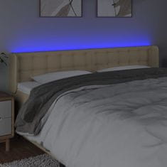 Vidaxl Čelo postele s LED krémové 203x16x78/88 cm látka