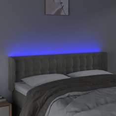 Vidaxl Čelo postele s LED bledosivé 147x16x78/88 cm zamat