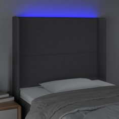 Vidaxl Čelo postele s LED tmavosivé 93x16x118/128 cm látka