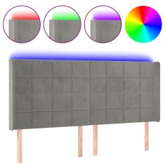 Vidaxl Čelo postele s LED bledosivé 183x16x118/128 cm zamat