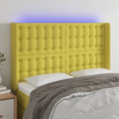 Vidaxl Čelo postele s LED zelené 147x16x118/128 cm látka