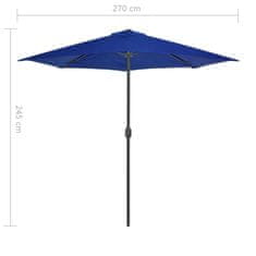 Vidaxl Balkónový slnečník, hliníková tyč, modrý 270x135x245cm, polkruh
