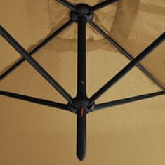 Vidaxl Dvojitý slnečník s oceľovou tyčou sivohnedý 600x300 cm
