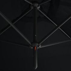 Vidaxl Dvojitý slnečník s oceľovou tyčou čierny 600x300 cm