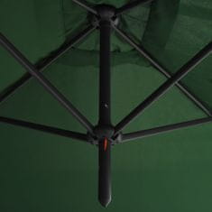 Vidaxl Dvojitý slnečník s oceľovou tyčou zelený 600x300 cm