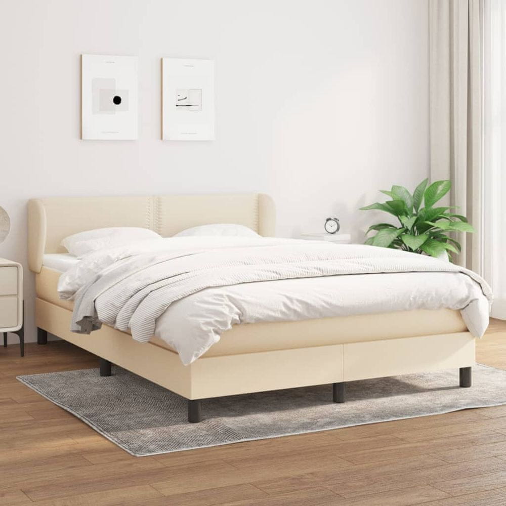 shumee Posteľný rám boxspring s matracom krémový 140x200 cm látka