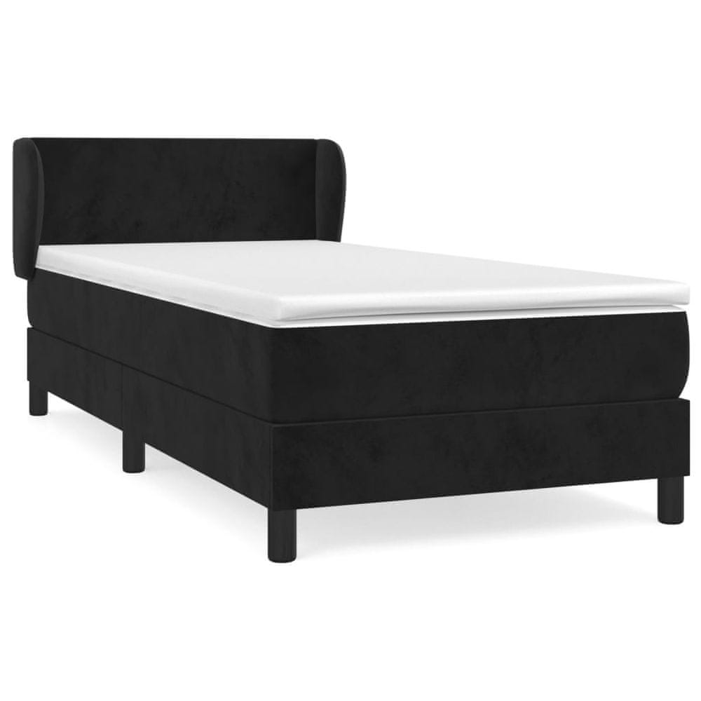 Vidaxl Posteľný rám boxspring s matracom čierny 90x190 cm zamat