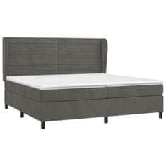 shumee Posteľný rám boxspring s matracom tmavosivý 200x200 cm zamat