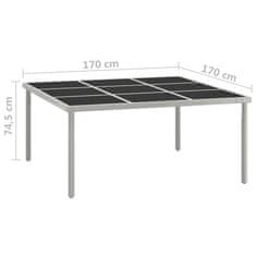 Petromila vidaXL Záhradný jedálenský stôl 170x170x74,5 cm sklo a oceľ