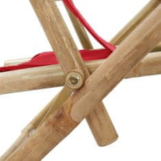 Vidaxl Sklápacie relaxačné kreslo červené bambus a látka