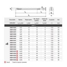 Wkret-Met Tesárske skrutky so zápustnou hlavou, torx 6x120 mm, 100 kusov