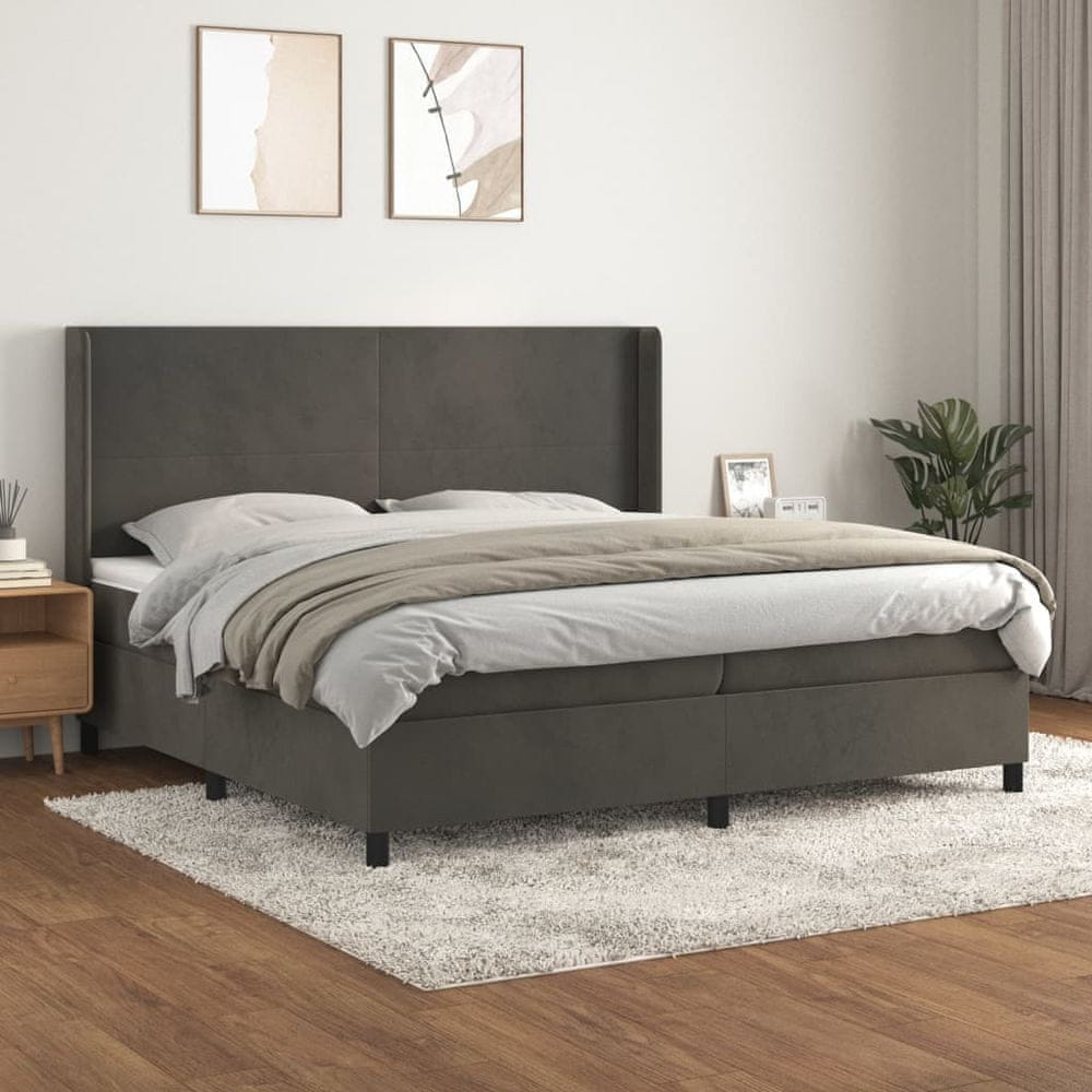 Petromila vidaXL Posteľný rám boxspring s matracom tmavosivý 200x200 cm zamat