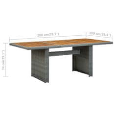 Petromila vidaXL Záhradný stôl, svetlosivý, polyratan a akáciový masív