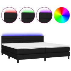 shumee Posteľ boxsping s matracom a LED čierna 200x200 cm látka