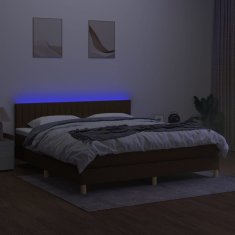 shumee Posteľ boxsping s matracom a LED tmavohnedá 180x200 cm látka