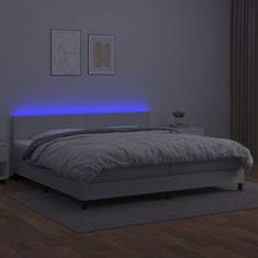 shumee Boxspring posteľ s matracom a LED biela 200x200 cm umelá koža