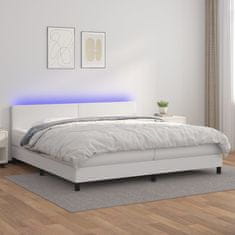 shumee Boxspring posteľ s matracom a LED biela 200x200 cm umelá koža