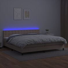 Petromila vidaXL Boxspring posteľ matrac a LED kapučínová 200x200 cm umelá koža