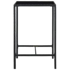 Vidaxl Záhradný barový stôl čierny 70x70x110 cm polyratan a sklo