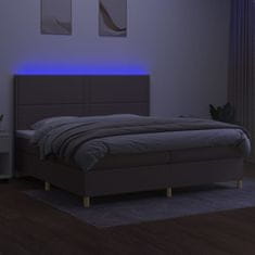 shumee Posteľ boxsping s matracom a LED sivohnedá 200x200 cm látka