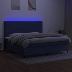 shumee Posteľ boxsping s matracom a LED modrá 200x200 cm látka