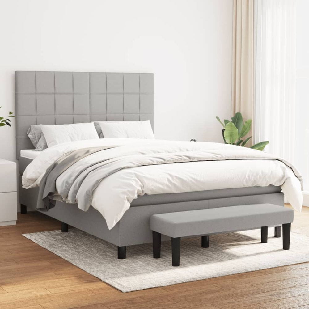 Petromila vidaXL Boxspring posteľ s matracom bledosivá 140x200 cm látka