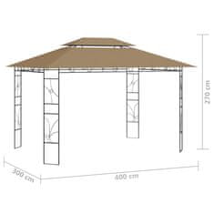 Vidaxl Altánok 4x3x2,7 m sivohnedý 160 g/m2