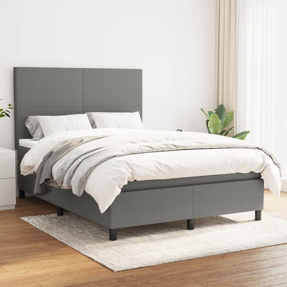 shumee Boxspring posteľ s matracom tmavosivá 140x200 cm látka