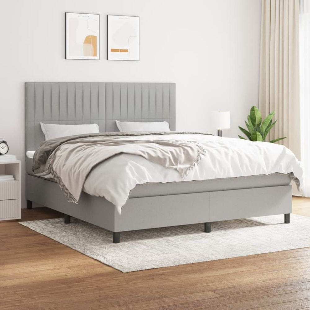 Vidaxl Boxspring posteľ s matracom svetlosivá 100x200 cm látka