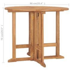 Petromila vidaXL Skladací záhradný jedálenský stôl Ø90x75 cm tíkový masív