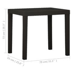 Petromila vidaXL Záhradný stôl antracitový 79x65x72 cm plast