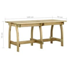 Petromila vidaXL Záhradný stôl 160x74x75 cm impregnované borovicové drevo