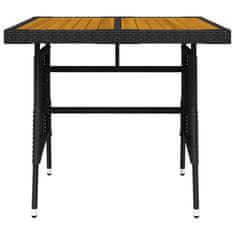 Petromila vidaXL Záhradný stôl čierny 70x70x72 cm polyratan a akáciový masív