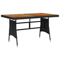 Petromila vidaXL Záhradný stôl čierny 130x70x72 cm polyratan a akáciový masív