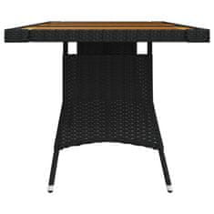 Petromila vidaXL Záhradný stôl čierny 160x70x72 cm polyratan a akáciový masív