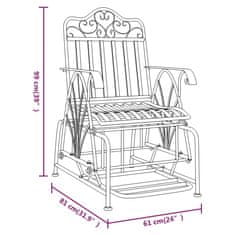 Vidaxl Záhradné hojdacie kreslo, 61 cm, čierna farba, oceľ