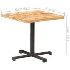 Petromila vidaXL Bistro stôl štvorcový 80x80x75 cm surové mangovníkové drevo