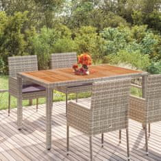 Petromila vidaXL Záhradný stôl s drevenou doskou sivý 150x90x75 cm polyratan