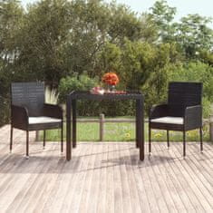 Petromila vidaXL Záhradný stôl so sklenenou doskou čierny 90x90x75 cm polyratan