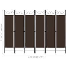 Vidaxl Paraván so 6 panelmi, hnedý 240x180 cm